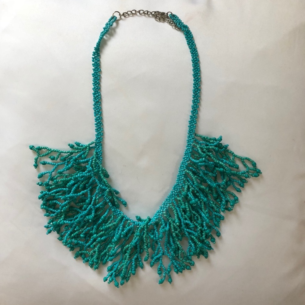 Turquoise beaded coral necklace NWOT